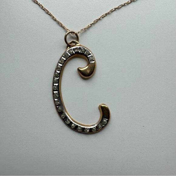 Alphabet Cursive/Script Gold Letter C Necklace - Picture 3 of 7